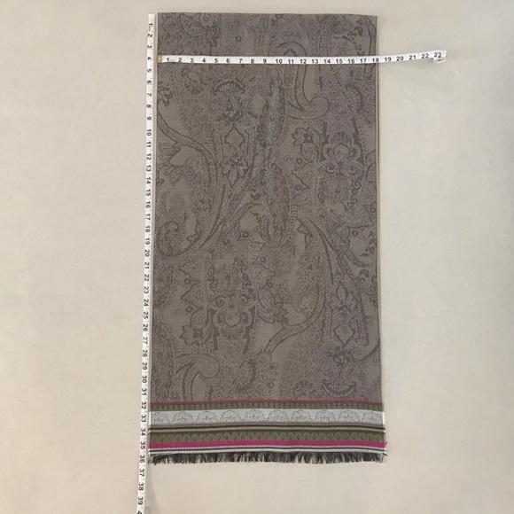 2/$25 V. Fraas Rectangular Taupe Paisley Scarf - Picture 15 of 16